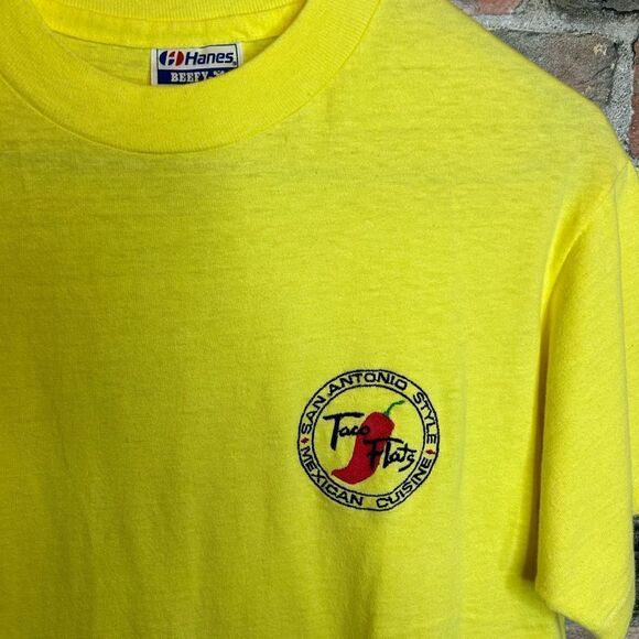 5 for $25🔥Vintage Hanes Yellow Single Stitch Cotton T-Shirt Medium (38-40) - Picture 3 of 8